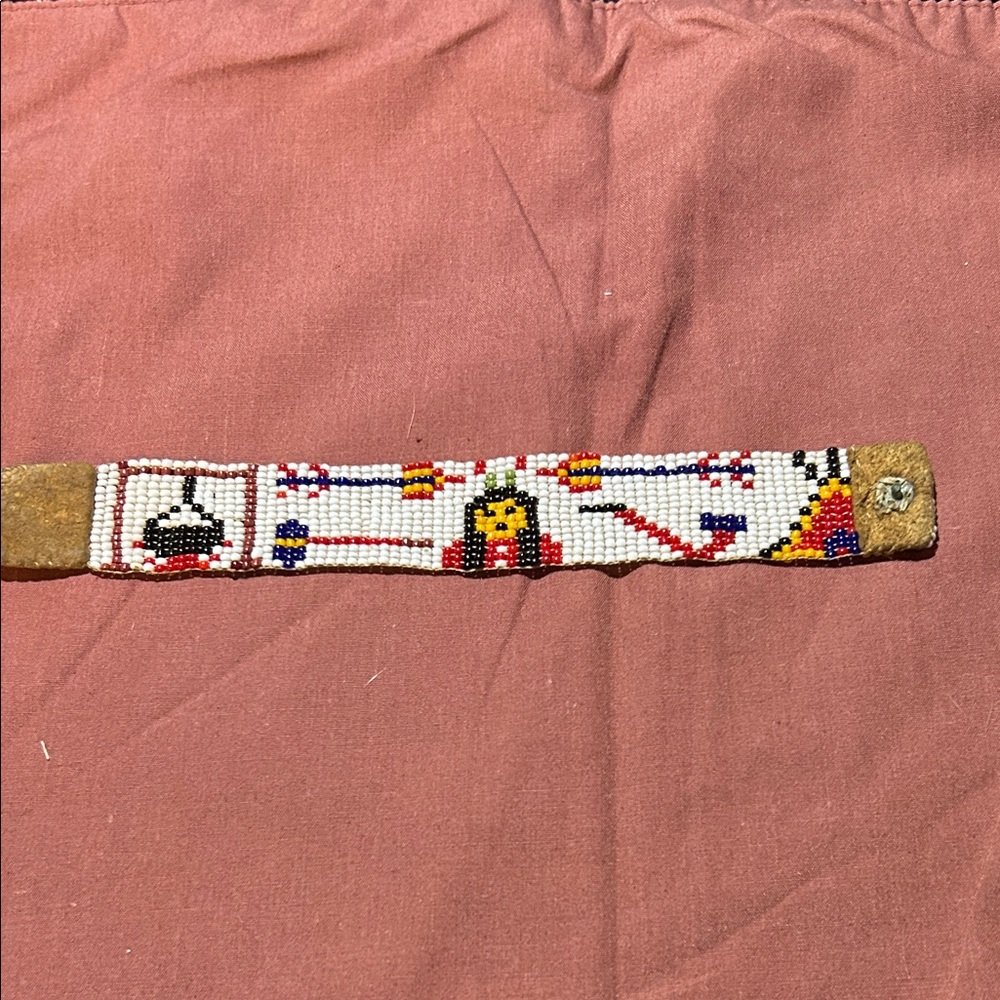 Beaded Native American made Bracelet with Colorful Patterns